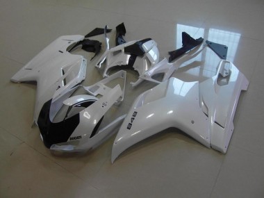 Carenado Ducati 848 1098 1198 2007-2014 - Blanco Perla Negro Raya