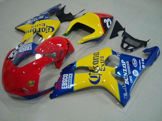 Carenado GSXR 1000 K1 2000-2002 - Rojo Amarillo Azul Corona Carrera