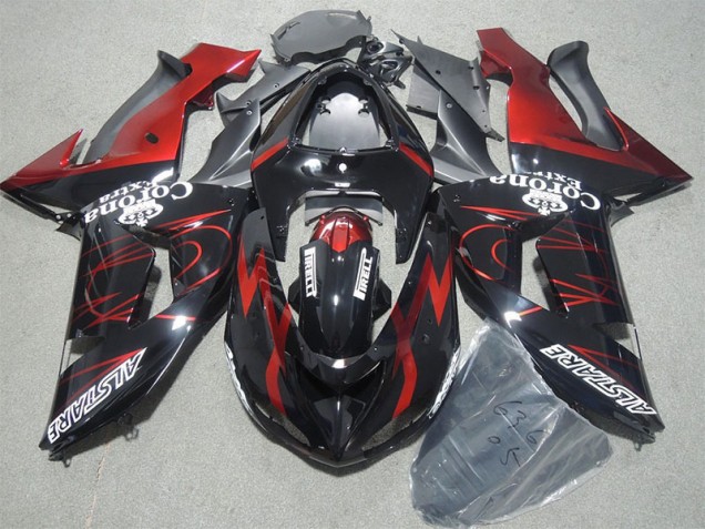 Carenado ZX10R 2006-2007 - Negro Rojo Corona Extra