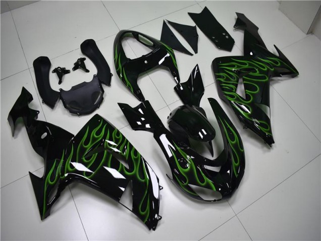 Carenado ZX10R 2006-2007 - Negro Verde Llama