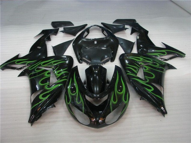 Carenado ZX10R 2006-2007 - Negro Verde Llama