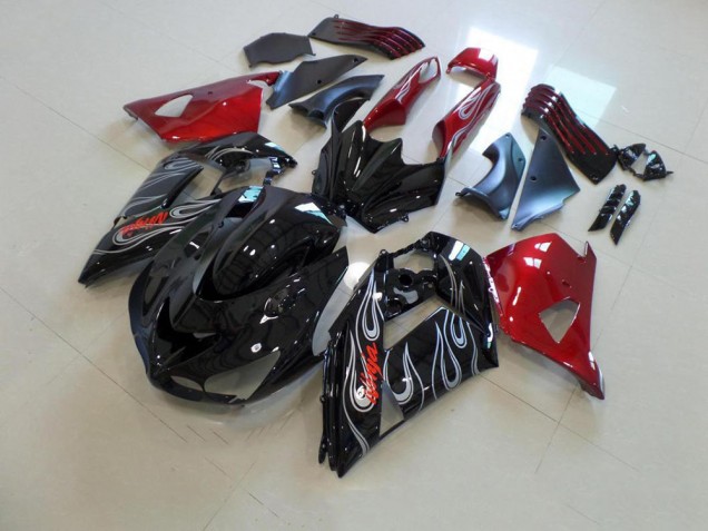 Carenado ZX14R ZZR 1400 2006-2011 - Negro Nd Rojo Plata Llama