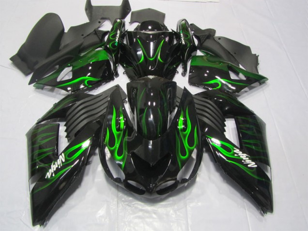 Carenado ZX14R ZZR 1400 2006-2011 - Negro Verde Llama Ninja