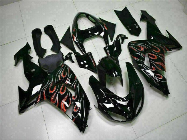 Kits Completo Carenado ZX10R 2006-2007 - Negro Rojo Llama