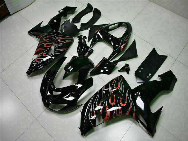 Kits Completo Carenado ZX10R 2006-2007 - Negro Rojo Llama